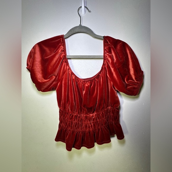 Forever 21 Velvet Orange Crop Top Peplum Top Size Medium - Picture 4 of 5